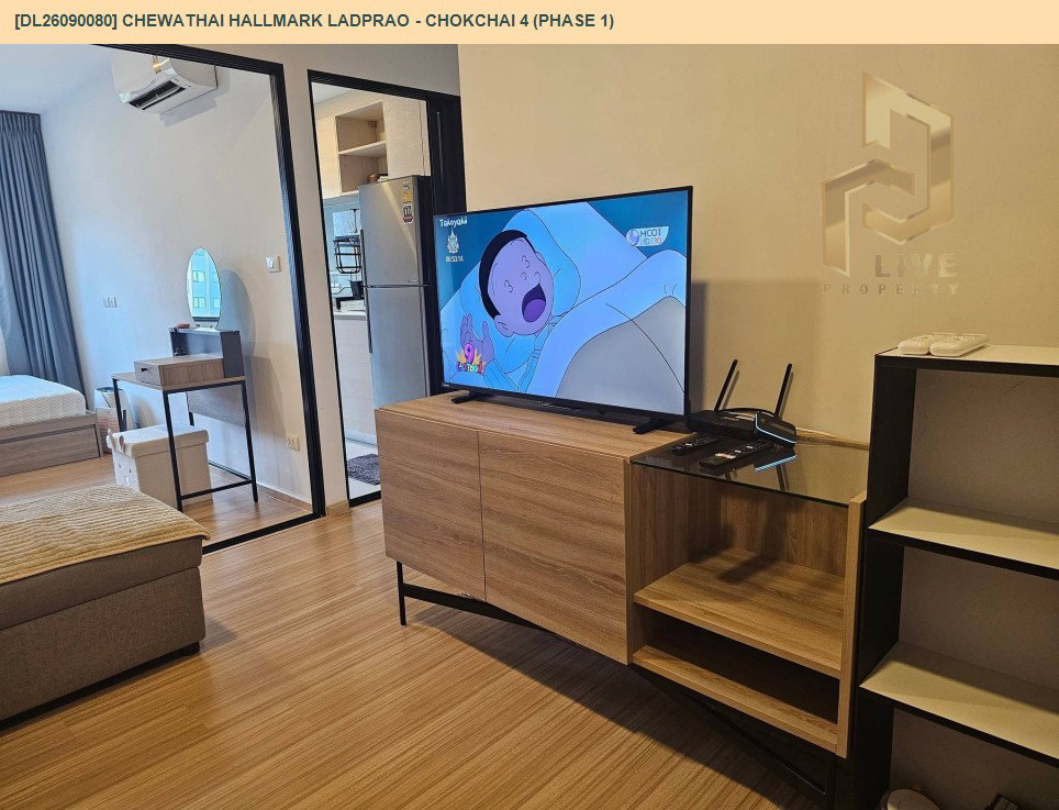 รูป DL26090080 ให้เช่าคอนโด ชีวาทัย ฮอลล์มาร์ค ลาดพร้าว - โชคชัย 4 (Chewathai Hallmark Ladprao - Chokchai 4) ใกล้ รถไฟฟ้า 3 สาย พร้อมเข้าอยู่ โทรด่วน 0614453194 LineID @952jdxxk - รูปที่ 2/6