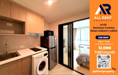 Condos for rent : Brand new room! Ready for you to be the first tenant. Pool view ✨ 📍 KLOS Ramintra–Fashion