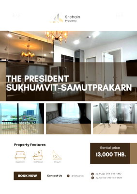 คอนโดให้เช่า : 🩵✨ For Rent 🏡 The President Sukhumvit-Samutprakan ✨ NO-019