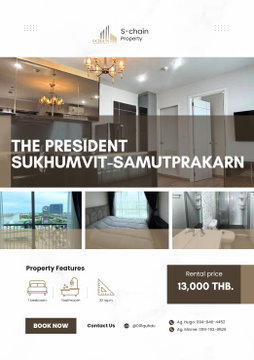 🩵✨ For Rent 🏡 The President Sukhumvit-Samutprakan ✨ NO-019