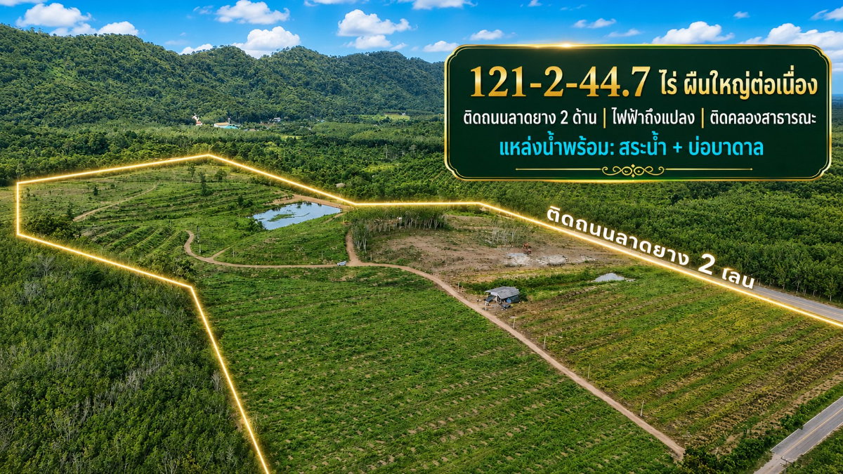 รูป ขายที่ดิน 121 ไร่ ใกล้แยกนายายอาม จันทบุรีง ติดถนนลาดยาง 2 ด้าน ไฟฟ้าพร้อม มีสระน้ำ บ่อบาดาล และติดคลองสาธารณะ - รูปที่ 1/21