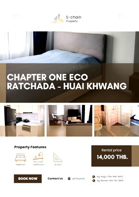 คอนโดให้เช่า : 🪴✨ For Rent 🏙️ Chapter One ECO Ratchada-Huai Khwang ✨ NO-016