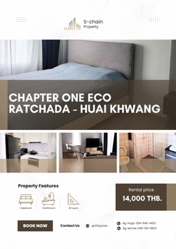 🪴✨ For Rent 🏙️ Chapter One ECO Ratchada-Huai Khwang ✨ NO-016