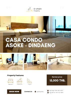 คอนโดให้เช่า : 🧡🏙️ For Rent ✨ Casa Condo Asoke - Dindaeng ✨ NO-018