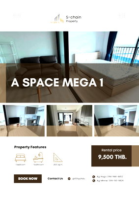 คอนโดให้เช่า : 🌆✨ ห้องชั้นสูง ชั้น 24 วิวโล่ง ใกล้เมกะบางนา 🔥 A Space Mega 1 ✨ NO-020
