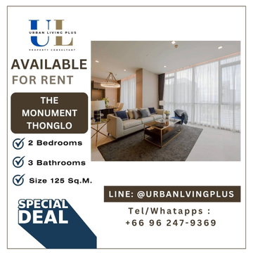 ( UL2609034 )✨Tel/Line 096-2479369 !! The Monument Thonglor✨, 2 bedrooms, 3 bathrooms, Modern Style!! furnished, ready to move in, Special Deal!!📣📣