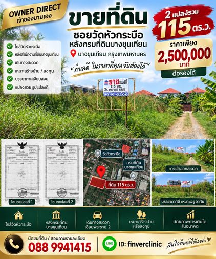 ขายที่ดิน 115 ตร.ว. เขตบางขุนเทียน