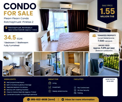 Condos for sale : 🏢 CONDO FOR SALE – 1.55 MILLION 📍 Near Central Westville – approx. 7 minutes by car 📐 Size: 34.5 sq.m.