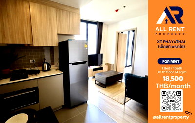 Condos for rent : 🏙️ XT PHAYATHAI ✨ 1 Bedroom unit, 34 sq.m., on a high floor with expansive city views 🏢 Floor 30 💰 Rent only 18,500 THB/month