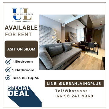 ( UL2609031 ) ✨Tel/Line 096-2479369✨, FOR RENT ASHTON SILOM, 1 bedroom, 1 bathroom , Size 33 Sq.M. fully furnished, High floor