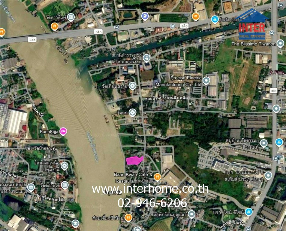 รูป ที่ดินเปล่า 3 ไร่ 263.9 ตร.ว. ที่ดินติดแม่น้ำเจ้าพระยา เมืองปทุมธานี ใกล้วัดเทียนถวาย - รูปที่ 2/19