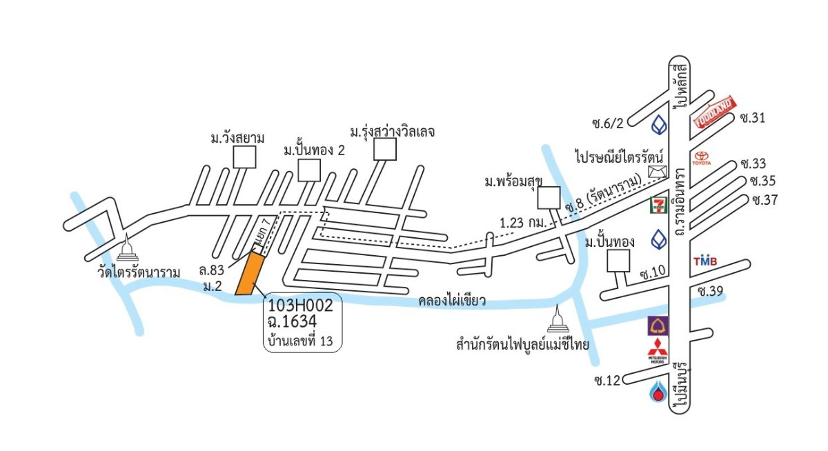 รูป ที่ดินพร้อมบ้าน 2 ชั้น เนื้อที่ 1-2-16 ไร่ (616 ตร.ว.)  ซอยรามอินทรา 8 แยก 7 ทำเลดี เงียบสงบ ใกล้รถไฟฟ้า - รูปที่ 9/9