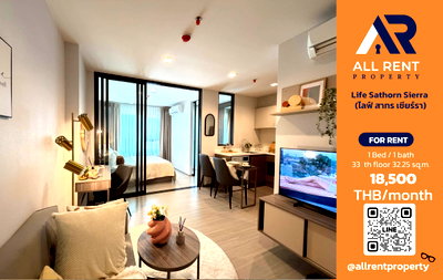 Condos for rent : 🏙️ Life Sathorn Sierra ✨ 1-bedroom unit with high-floor view on the 33rd floor 💰 Rent only 18,500 THB/month