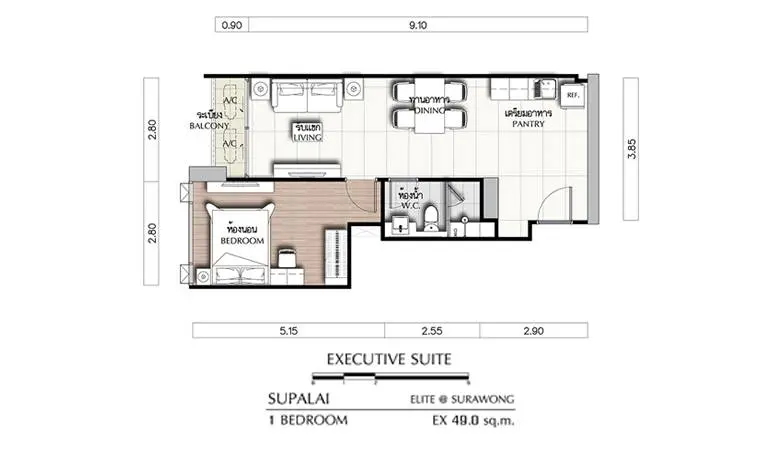 รูป Supalai Elite Surawong 1 bedroom, for sale - รูปที่ 5/5