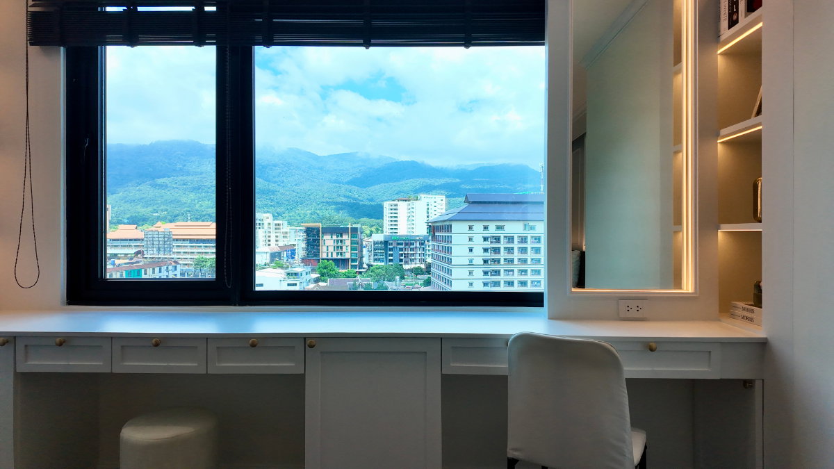 รูป Penthouse 2-Bedroom Corner Unit @ The Trio Condo Chiang Mai, 8th Floor, 180° Panoramic Mountain View, Foreign Quota - รูปที่ 12/15