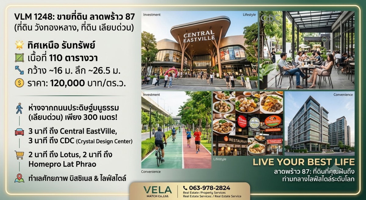 ขายที่ดินทำเลทอง ลาดพร้าว 87    110 ตร.ว. 