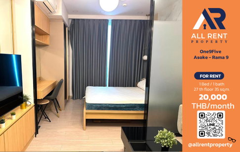 🏙️ One9Five Asoke - Rama 9  ✨ ห้อง 1 ห้องนอน ชั้นสูง วิวเมือง 📍 ทำเลพระราม 9 – ห้วยขวาง 💰 ค่าเช่าเพียง 20,000 บาท/เดือน