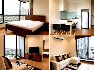 Condos for rent : 2Bed | 2Bath | BTS On Nut | 60sqm | THB 40,000/mo | Fl.24 — Q House Condo Sukhumvit 79 Bangkok