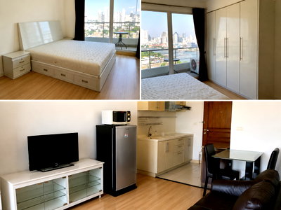 Condos for rent : Studio | 1Bath | BTS Krung Thon Buri | 35sqm | THB 11,000/mo | Fl.25 — Supalai River Place Bangkok
