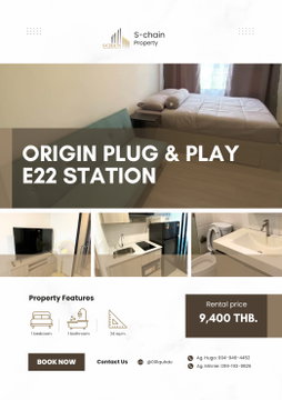 🍓🫶 ติด BTS Sai Luat 0 ม. เดินทางง่าย ค่าเช่าดีมาก 💕 The Origin Plug and Play E22 Station ✨ NO-029