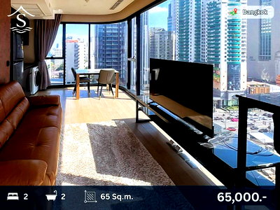 Condos for rent : 2Bed | 2Bath | BTS Asok | 65sqm | THB 65,000/mo | Fl.12 — Ashton Asoke Bangkok