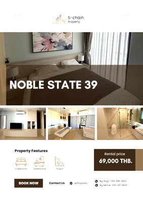 คอนโดให้เช่า : 🧸🌷 ห้องใหญ่ 2 Bedroom ชั้นสูง ใจกลางพร้อมพงษ์ ใกล้ BTS 💕 Noble State 39 ✨ NO-027