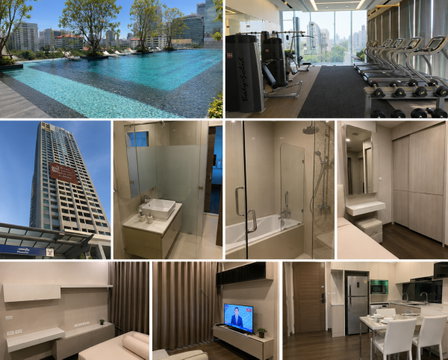 1Bed | 1Bath | MRT Phetchaburi | 45sqm | THB 35,000/mo | Fl.17 — Q Asoke Bangkok