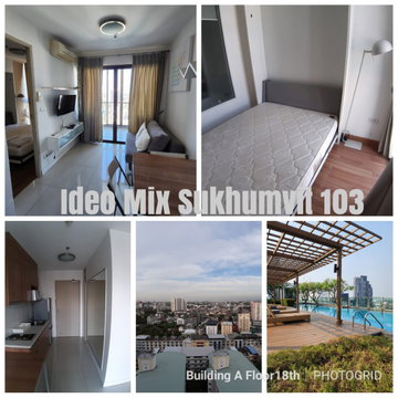1 ห้องนอน | 1 ห้องน้ำ | BTS Udom Suk | 31 ตร.ม. | 14,000 บาท/เดือน | ชั้น 18 — Ideo Mix Sukhumvit 103 กรุงเทพฯ