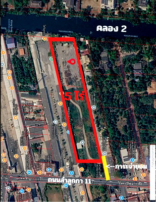 ที่ดิน ลำลูกกา คลองสอง : ขายที่ดิน 5 ไร่ ถมแล้ว ลำลูกกา คลอง 2 ถนนลำลูกกา 11 (เสมาฟ้าคราม) ใกล้ Makro นาทองเจริญ 150 ม.