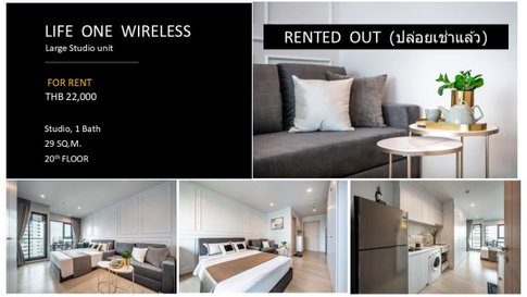 Studio | 1Bath | BTS Phloen Chit | 29sqm | THB 22,000/mo | Fl.20 — Life One Wireless Bangkok