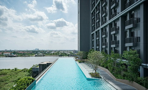 1Bed | 1Bath | MRT Phra Nang Klao Bridge | 29sqm | THB 13,000/mo | Fl.22 — The Politan Aqua Bangkok
