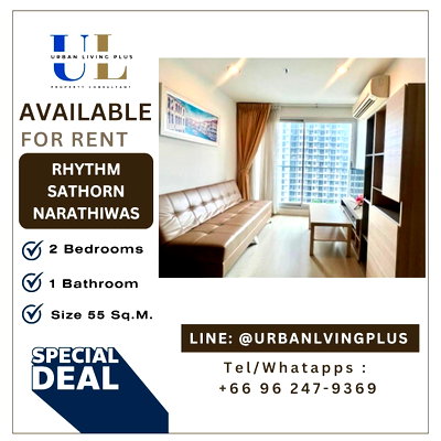 คอนโดให้เช่า : ( UL2609073 ) Tel/Line 096-2479369 ✨ ให้เช่า ริทึ่ม สาทร-นราธิวาส✨ 2 ห้อนอน 1 ห้องน้ำ ขนาด 55 ตรม. ห้องสวย ราคาดีที่สุดๆ !!!