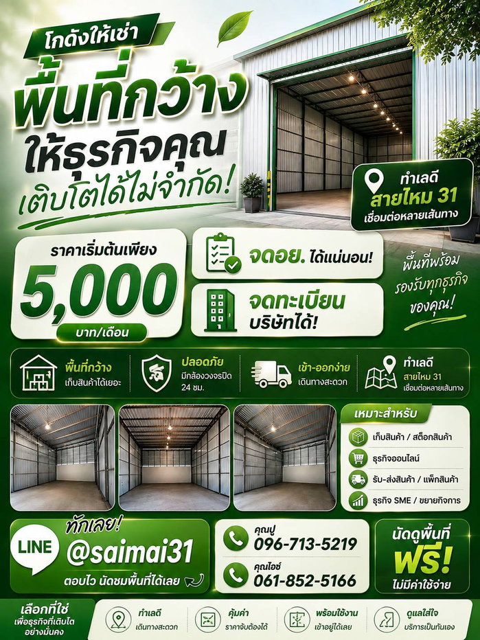 รูป โกดังสายไหม 31 ราคาถูกให้เช่า ย่านสายไหม ทำเลทอง - รูปที่ 1/1