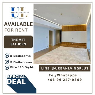 รูปภาพ ( UL2312221 ) รีโนเวทใหม่ ✨ Tel/Line 096-247-9369✨ สำหรับเช่า คอนโด เดอะเมท สาทร 3 ห้องนอน 4 ห้องน้ำ 1 ห้องแม่บ้าน ขนาด 198 ตร.ม. ห้องใหม่ ชั้นสูง!!