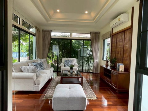 บ้านเดี่ยวสไตล์ล้านนา 4 ห้องนอน โครงการล้านนา มนตรา | หางดง | สงบ ร่มรื่น เหมือนรีสอร์ท | 80,000 บ.