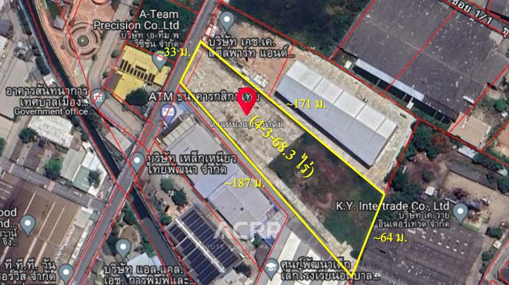 ขายที่ดินซอยปู่เจ้าสมิงพราย 9 เนื้อที่ 5 ไร่ ถมแล้ว ถนนกว้างรถเทรลเลอร์เข้าออกได้ เหมาะทำโรงงาน (00157006)