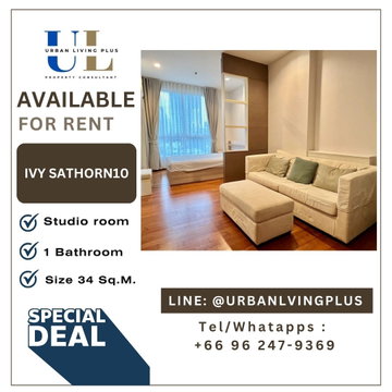 ( UL2506242 ) Tel/Line 096-2479369 , ให้เช่า ไอวี่ สาทร12 , ห้องสตูดิโอ 1 ห้องน้ำ 35 ตร.ม. ห้องหายาก ราคาดีมาก BTS เซ็นหลุยส์ คอนโดใจกลางสาทร !!!