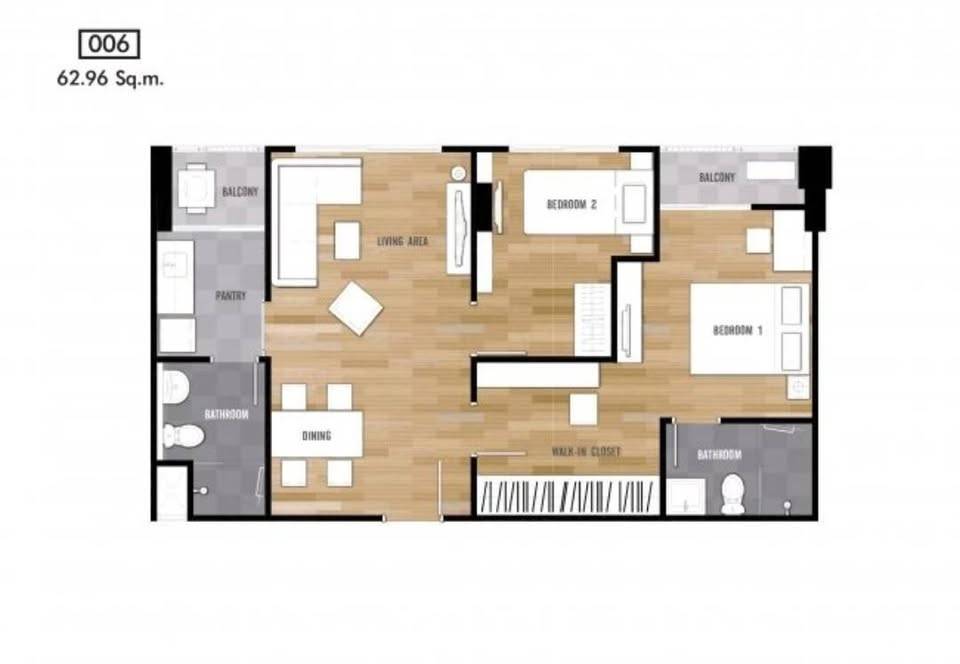 รูป คอนโด 2 ห้องนอน The Niche Mono Peak Bangna ใกล้ BTS บางนา (ID 3287198) - รูปที่ 9/9