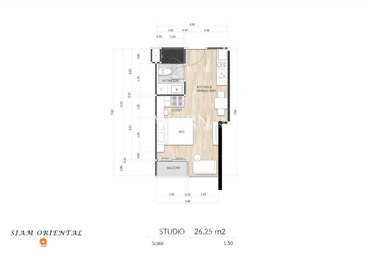 รูป ห้องชุด 1 ห้องนอน ขายที่ Siam Oriental Dream ย่านพระตำหนัก (ID 3280985) - รูปที่ 5/7