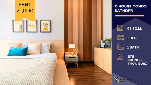 ⚡ Q House Condo Sathorn steps to BTS | High floor 1B1B (48sqm) River view, fully furnished, free maid. 21k/mo Book a free tour!