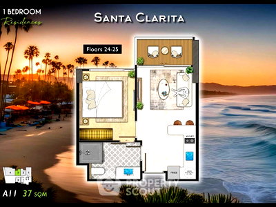 ขายคอนโด : ขายคอนโดหนึ่งห้องนอน ชั้น 24 โครงการ The Riviera California (ID 3281805)