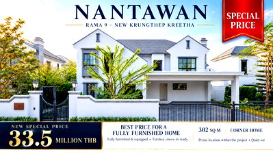 Houses for sale Bangkok : Fully Furnished Corner Home for Your Family