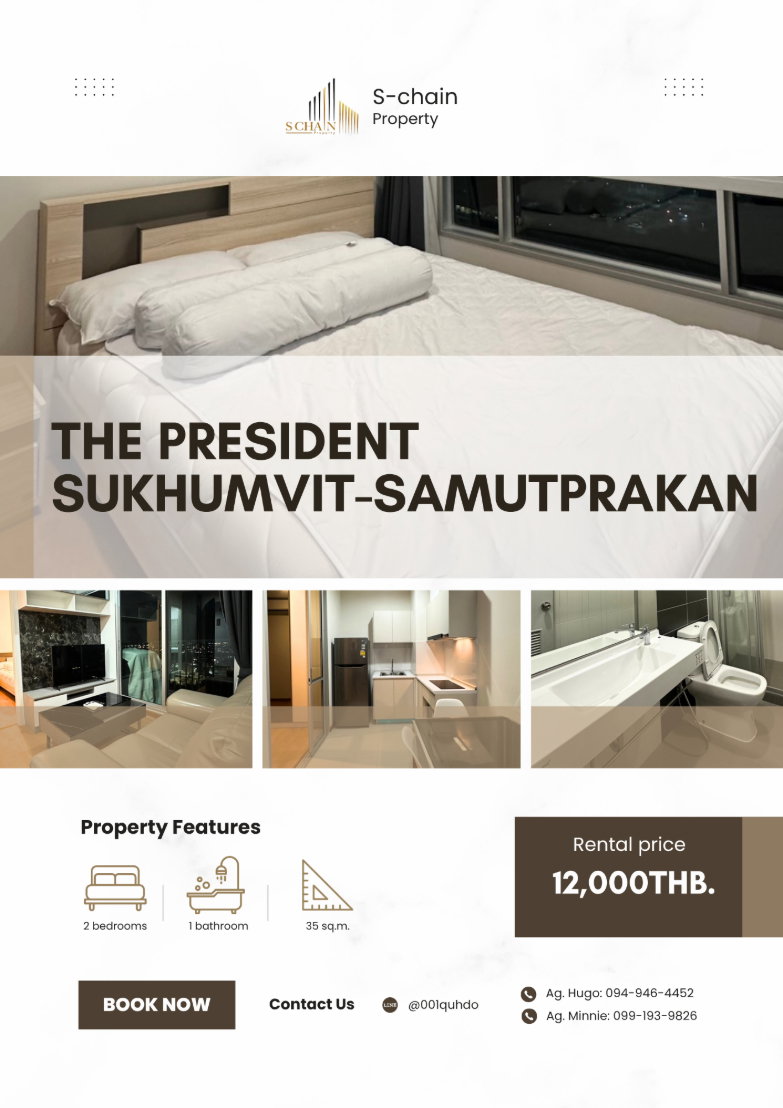 🐬🩵 For rent 🌈 The President Sukhumvit - Samutprakan ✨ NO-038