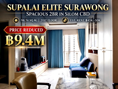 Condos for sale : RS7391 For Sale: Supalai Elite Surawong Condo, Spacious Area, Near BTS Chong Nonsi