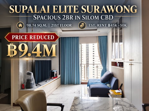 RS7391 For Sale: Supalai Elite Surawong Condo, Spacious Area, Near BTS Chong Nonsi