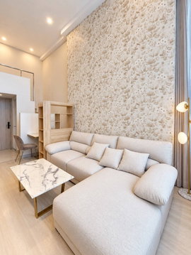 Condo for RENT : Knightsbridge Prime sathorn 𝐒𝐢𝐳𝐞 : 42 sqm. DUPLEX 1 Bed /1 Bath /working room/ City view / Closed Kitchen 𝐅𝐥𝐨𝐨𝐫 : 31st