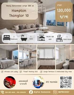 Condos for rent : CO69-0056 | Condo for Rent: HAMPTON Thong Lo 10 (Near BTS Thong Lo) – Luxury, Rare Unit