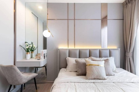 PFD-09109 Condo for rent at Life Asoke Hype: a beautiful, well-lit unit featuring Scandinavian-style design and fully functional amenities.