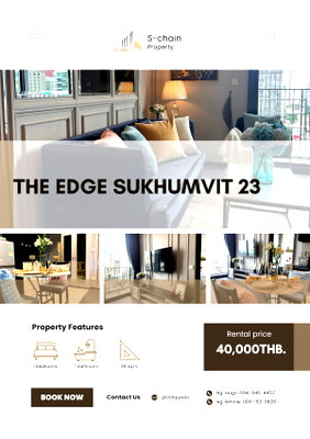 คอนโดให้เช่า : ✨🏙️ ห้องมุมสุดหรู ใจกลางอโศก ห้องกว้าง วิวสูง 🖤 The Edge Sukhumvit 23 ✨ NO-040