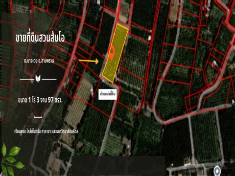 ขายที่ดิน สวนส้มโอ สามพราน นครปฐมท ำเลน่าเก็บ! พื้นที่ 1 ไร่ 3 งาน 97 ตร.วา เหมาะสำหรับต่อยอดผลผลิต ปลูกบ้านสวน ใกล้เซ็นทรัลศาลายา | #TPI-3454